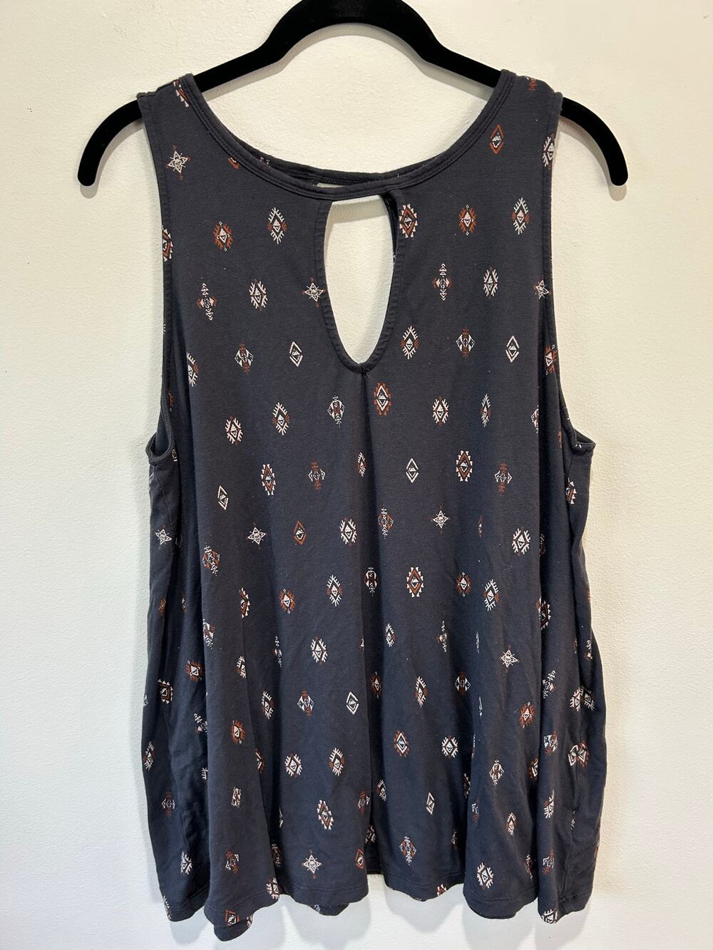 Torrid Super Soft knits blue tank top size 14 (1) print keyhole boho